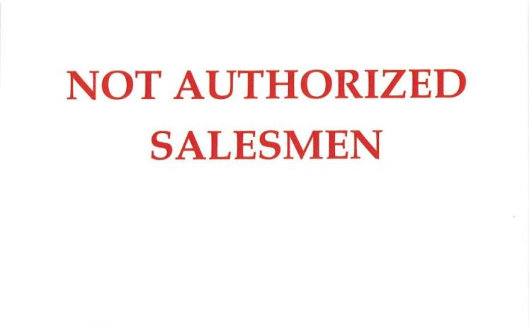 Salesmen Not Authorized
